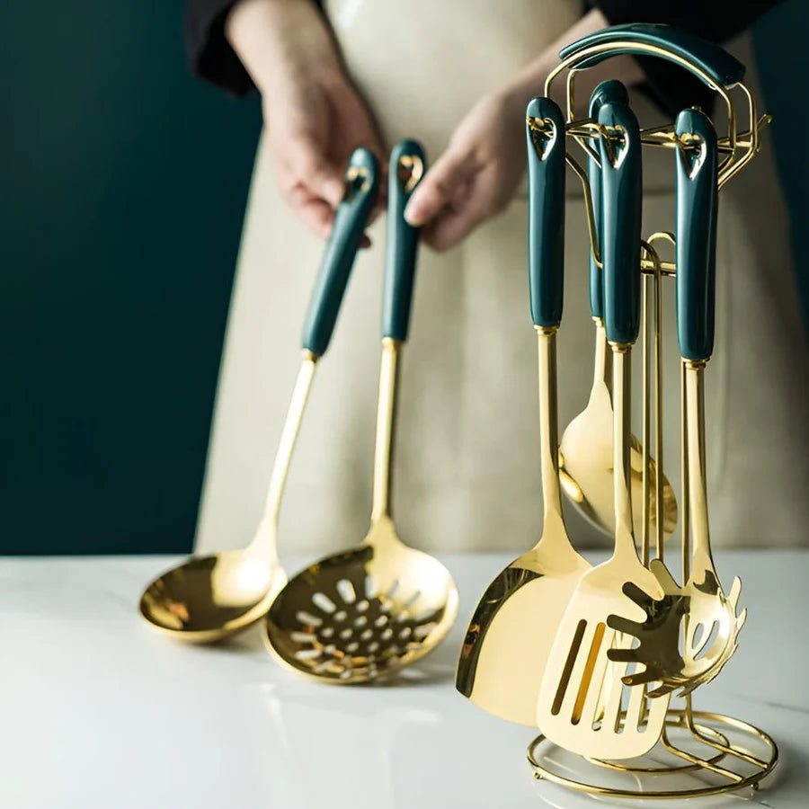 Golden Elegance Stainless Steel Utensil Set