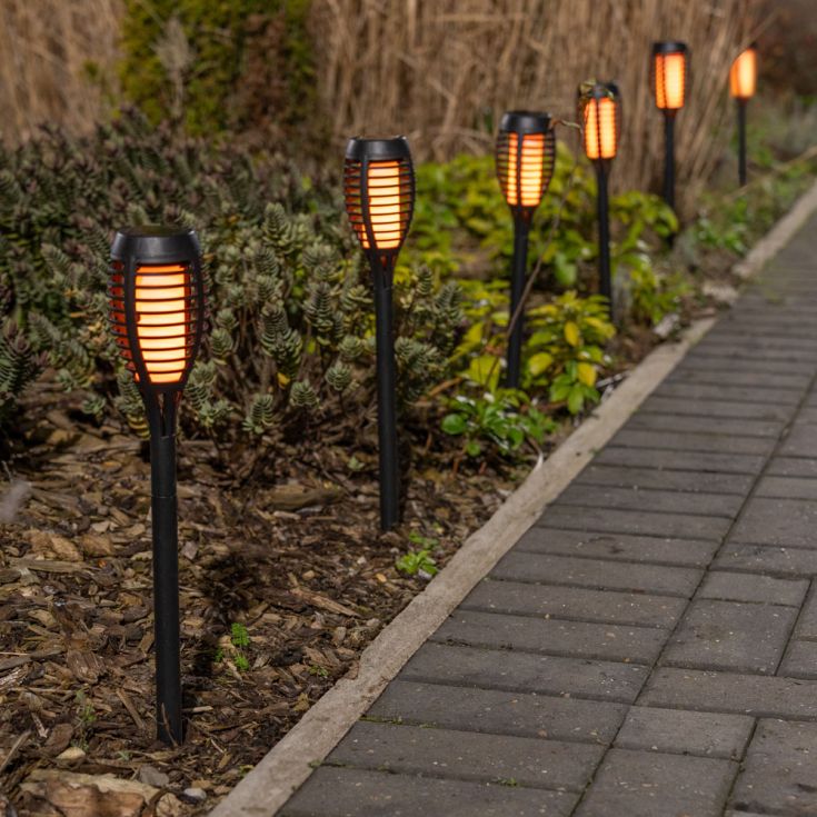 FlameGlow Stakes – Set of 6 Solar Flame Lights