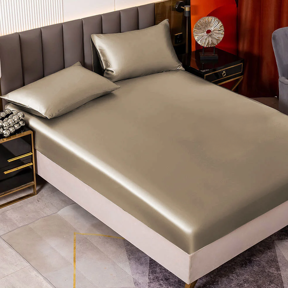 19Momme Mulberry Silk-like Seamless 3 Piece Bedding Set