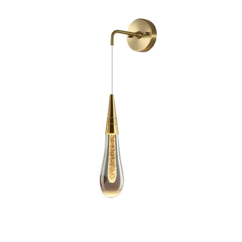 GoldenDrop™ – Luxury Water Drop Wall-Mounted Crystal LED Pendant Light for Bedroom or Living Room