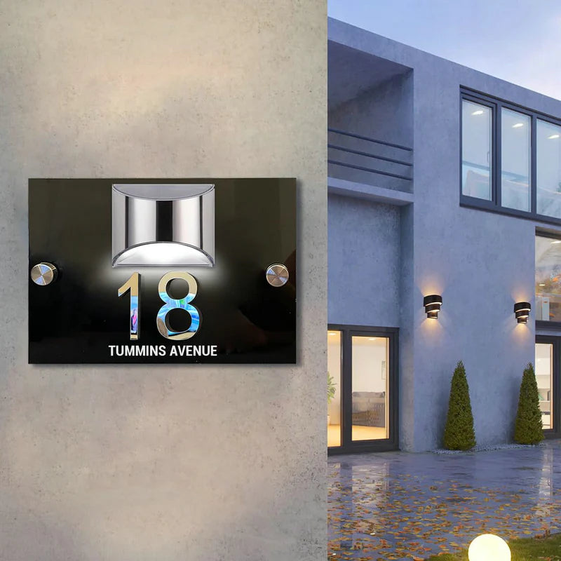 Personalised Rectangular 3D LED Solar House Number