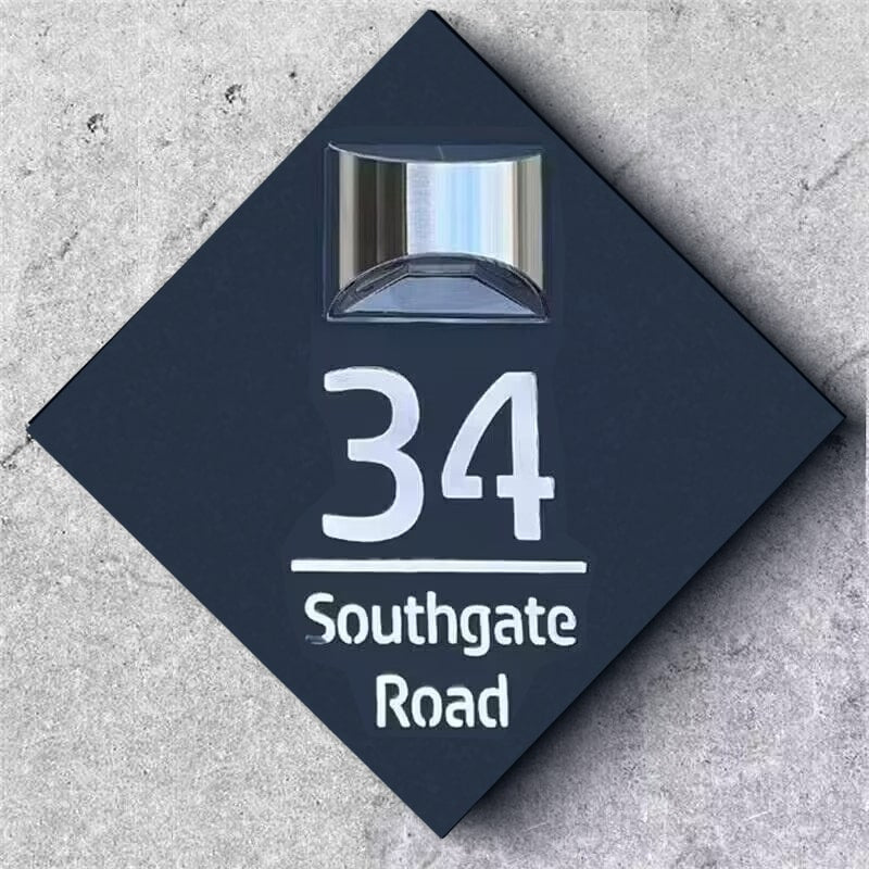 Personalized Diamond-Shaped Solar Address Plaque