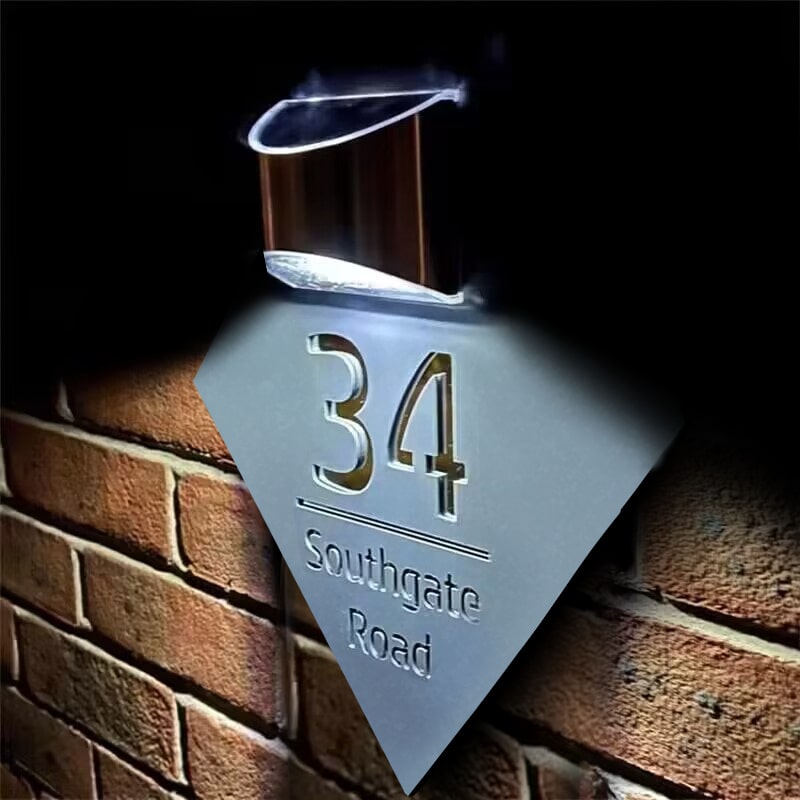Personalized Diamond-Shaped Solar Address Plaque