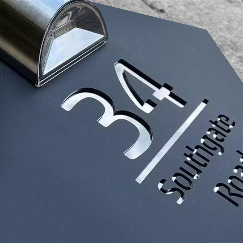 Personalized Diamond-Shaped Solar Address Plaque