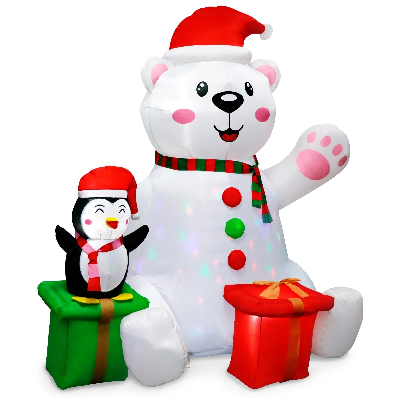 6FT Inflatable Polar Bear with Penguin – Outdoor Christmas Decoration with LED Lights for Yard & Garden