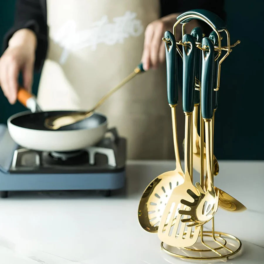 Golden Elegance Stainless Steel Utensil Set