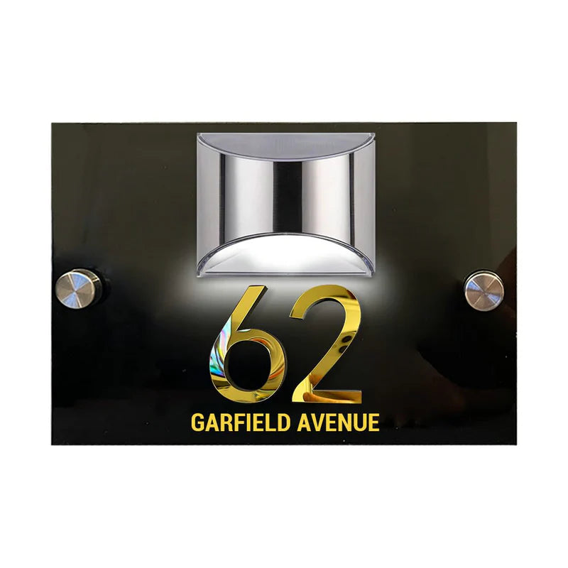 Personalised Rectangular 3D LED Solar House Number