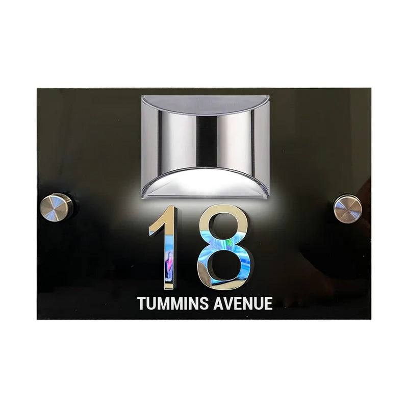 Personalised Rectangular 3D LED Solar House Number