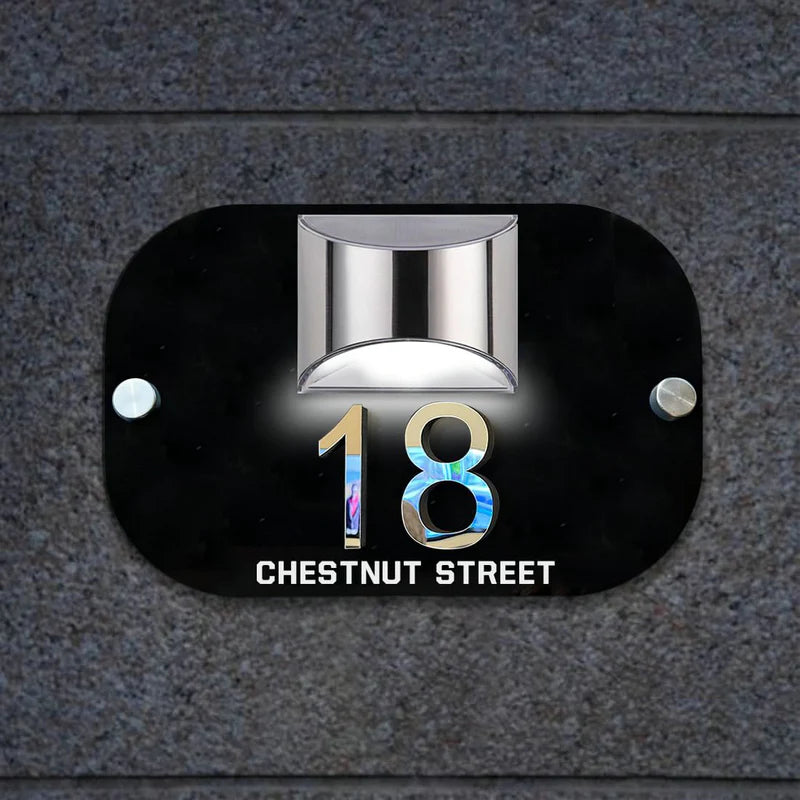 Personalised Rectangular 3D LED Solar House Number