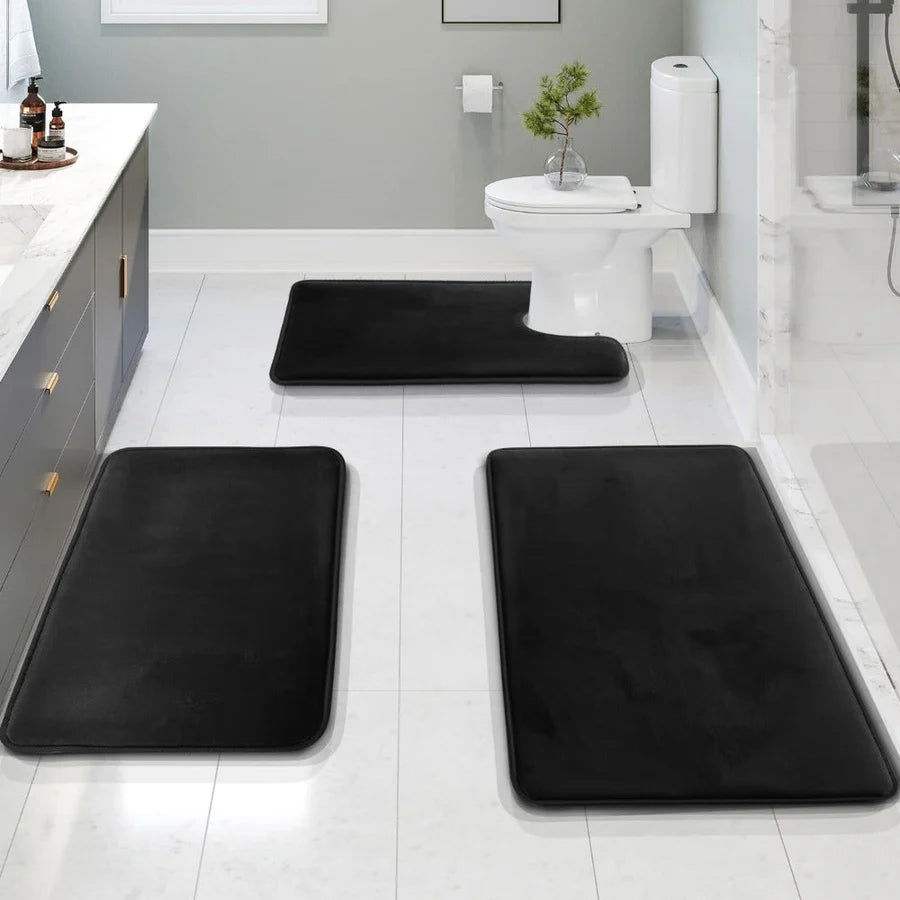 Velvet Comfort Memory Foam Bath Mat Set