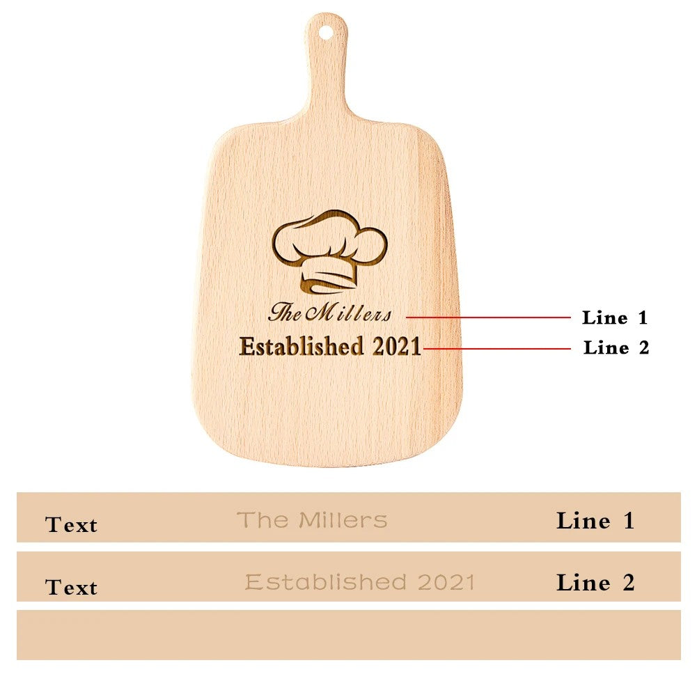 Personalized Chef Hat Cutting Board – Custom Engraved Kitchen Gift