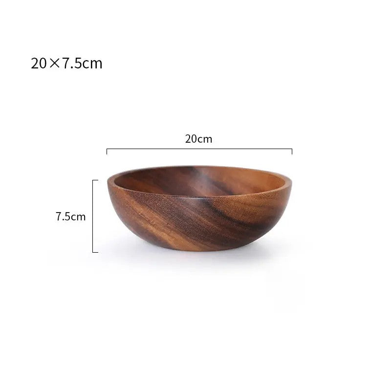 Large Acacia Wood Salad Bowl Set