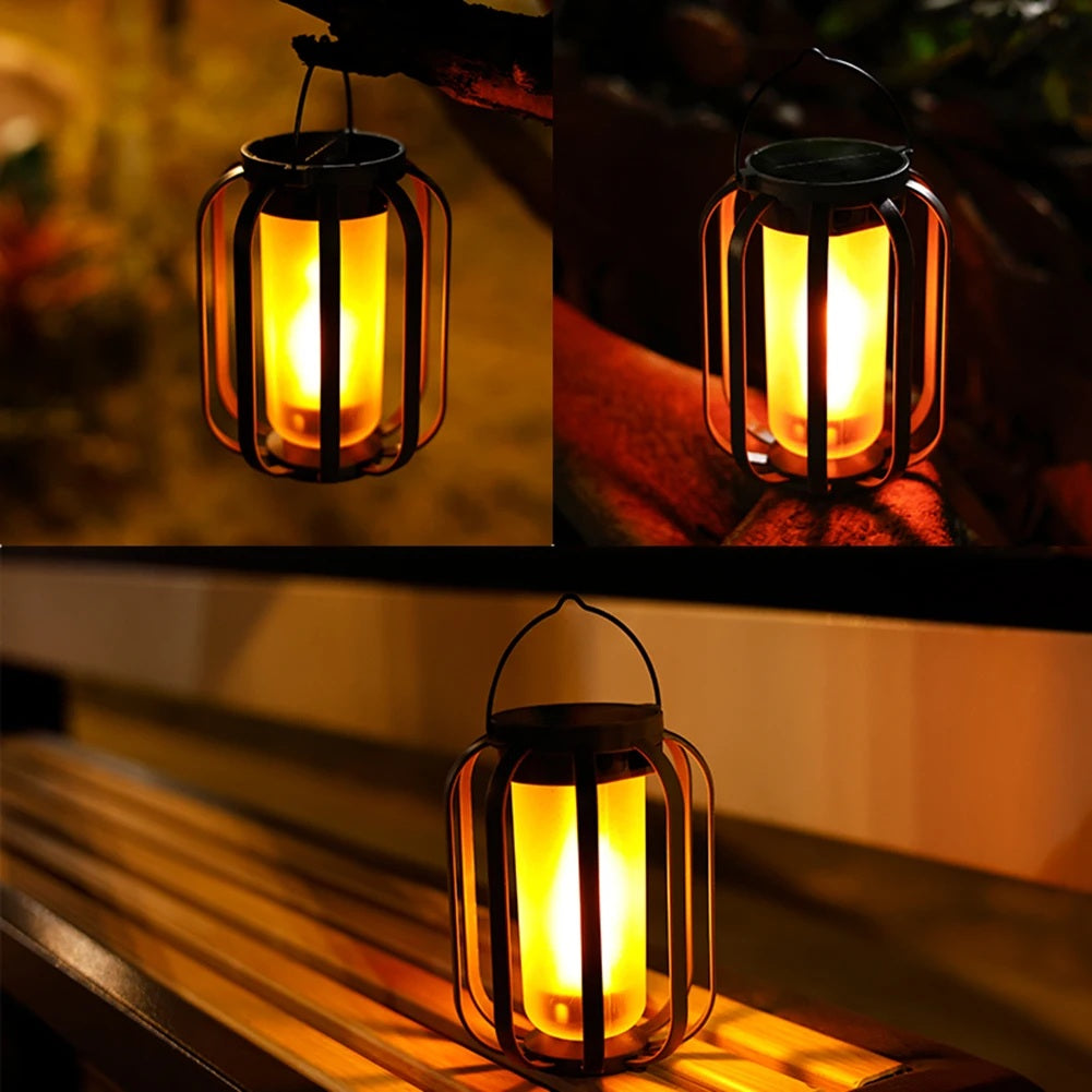 GlowWeave – Solar Metal Candle Lantern