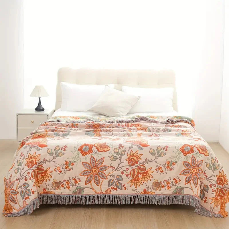 BohoBloom Cotton Tassel Blanket