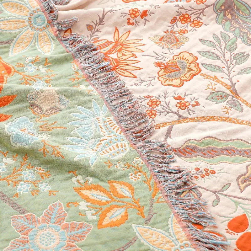 BohoBloom Cotton Tassel Blanket