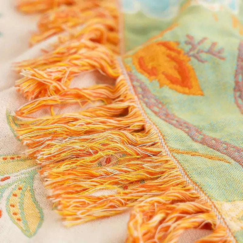 BohoBloom Cotton Tassel Blanket