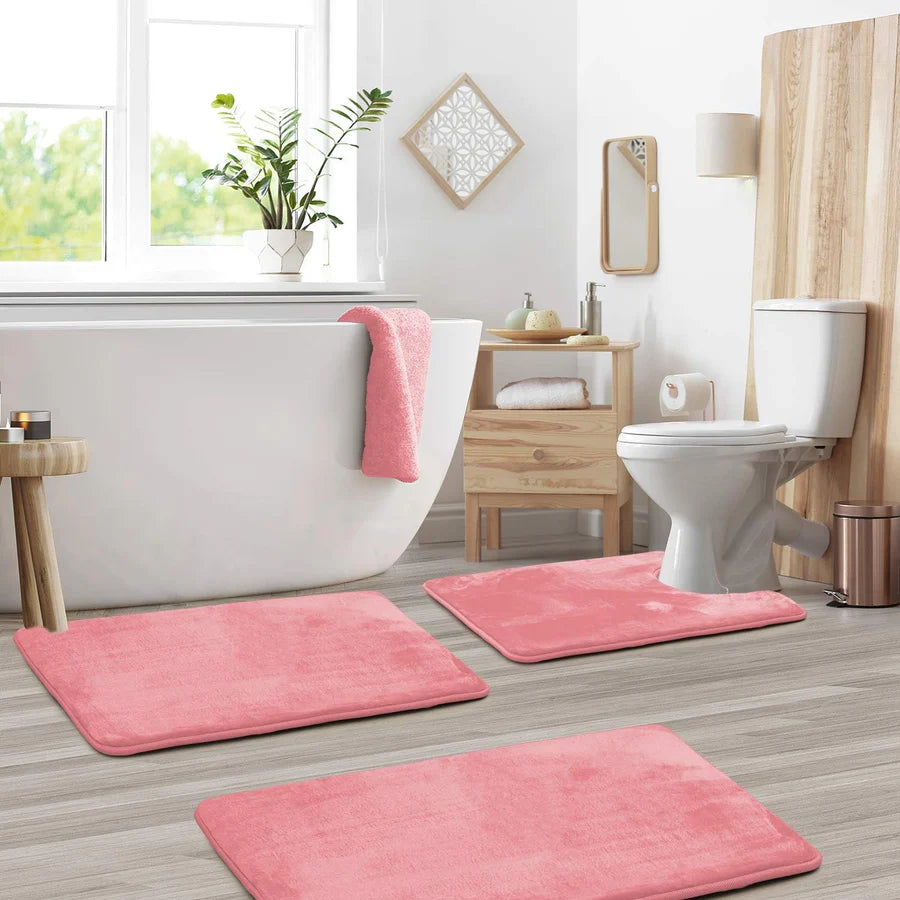 Velvet Comfort Memory Foam Bath Mat Set