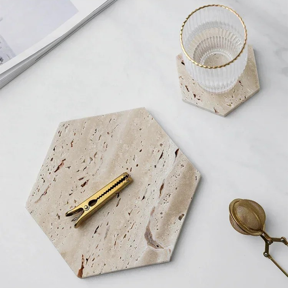 Natural Beige Marble Display Tray