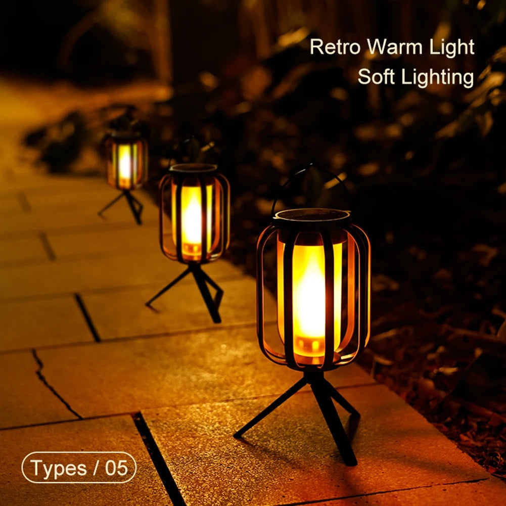 GlowWeave – Solar Metal Candle Lantern