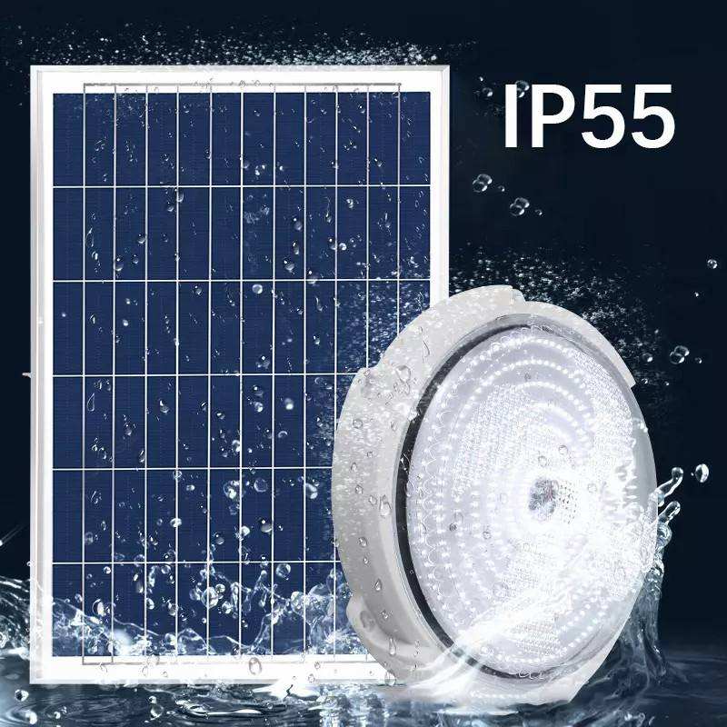 Solar LED ceiling light for indoors and outdoors with remote control