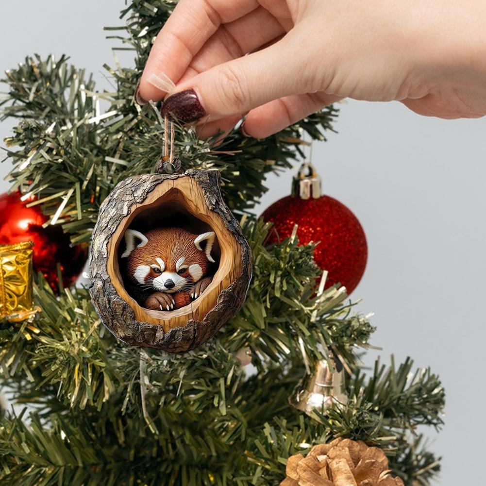 Solid Wood Animal Christmas Ornaments