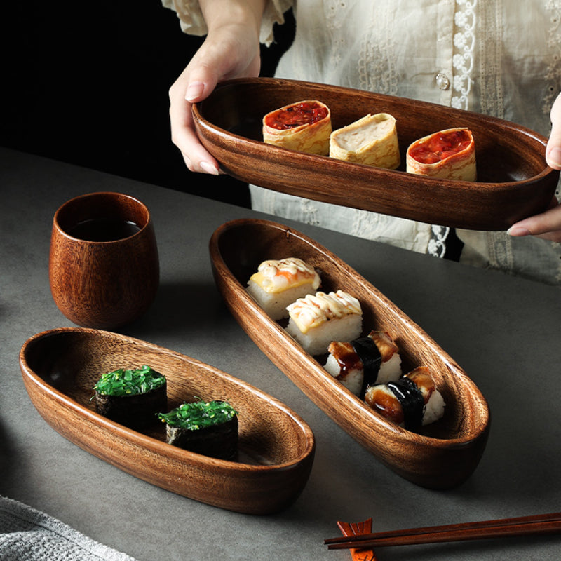 Acacia Wood Boat-Shaped Bowl