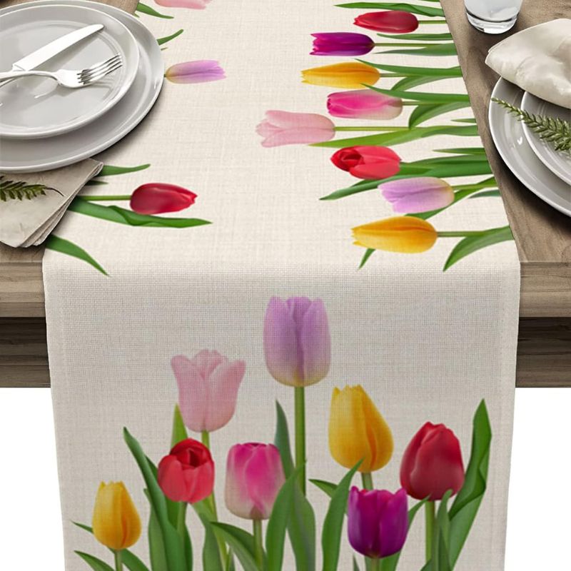 Avella - Easter Tulip Linen Table Runner