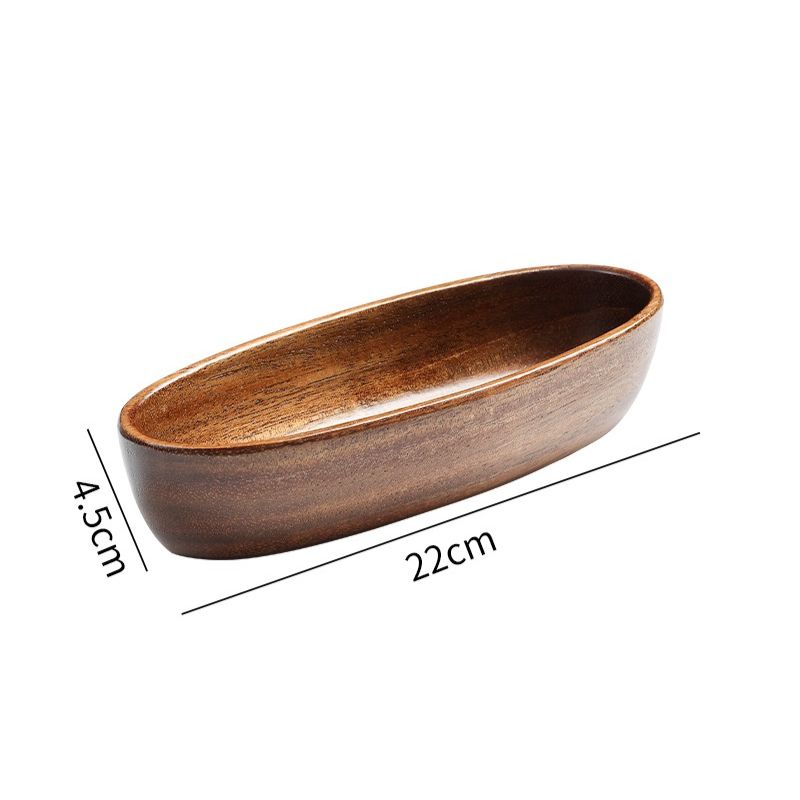 Acacia Wood Boat-Shaped Bowl