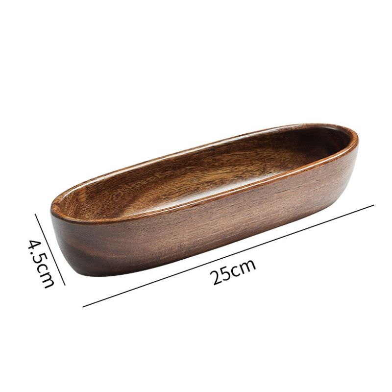 Acacia Wood Boat-Shaped Bowl