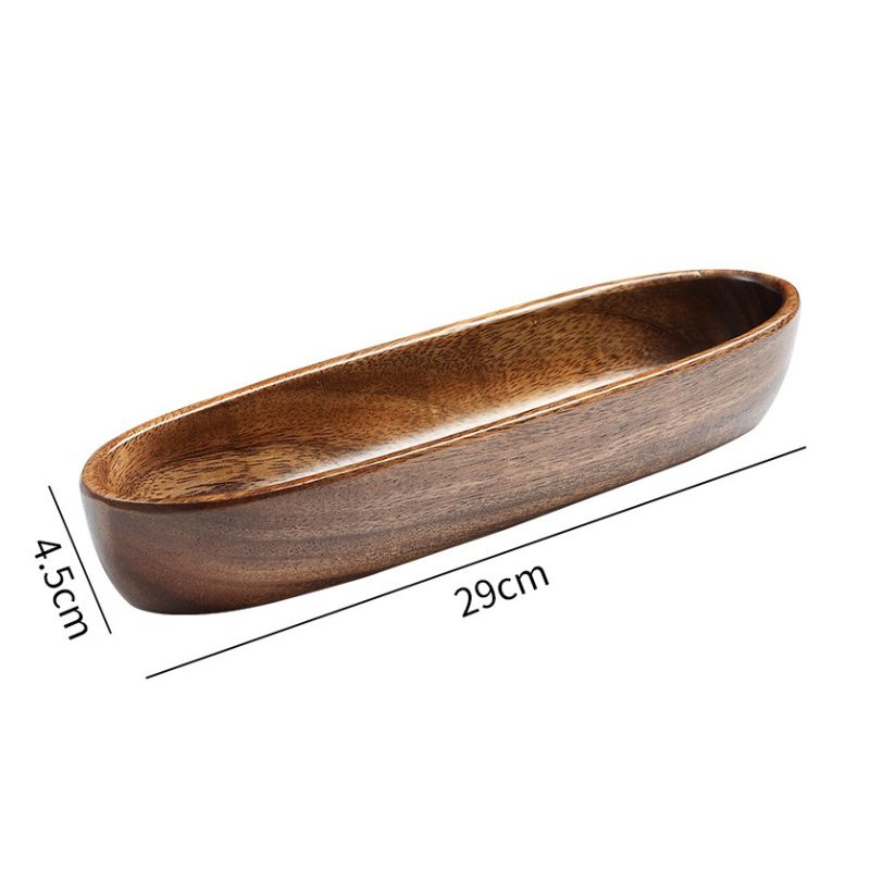 Acacia Wood Boat-Shaped Bowl