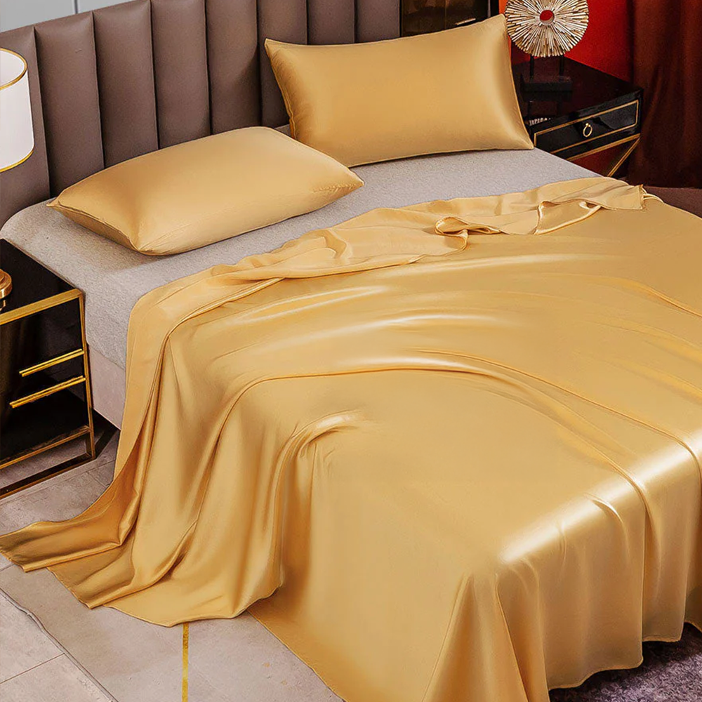 22 Momme Silk Luxury Bedding Set – Flat Sheet & 2 Pillowcases