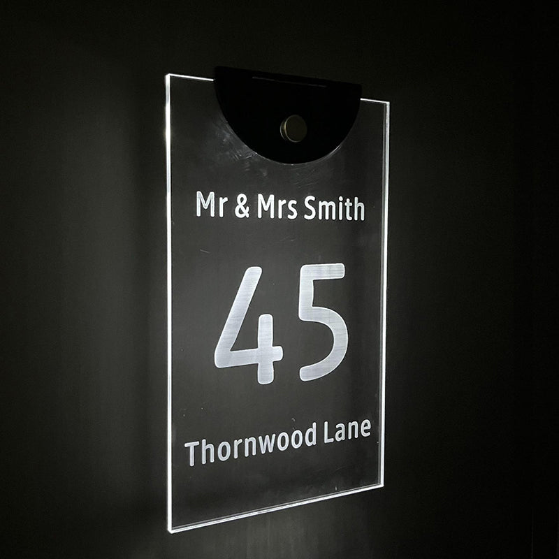 Custom Modern Solar House Number Signs