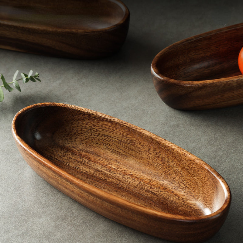 Acacia Wood Boat-Shaped Bowl