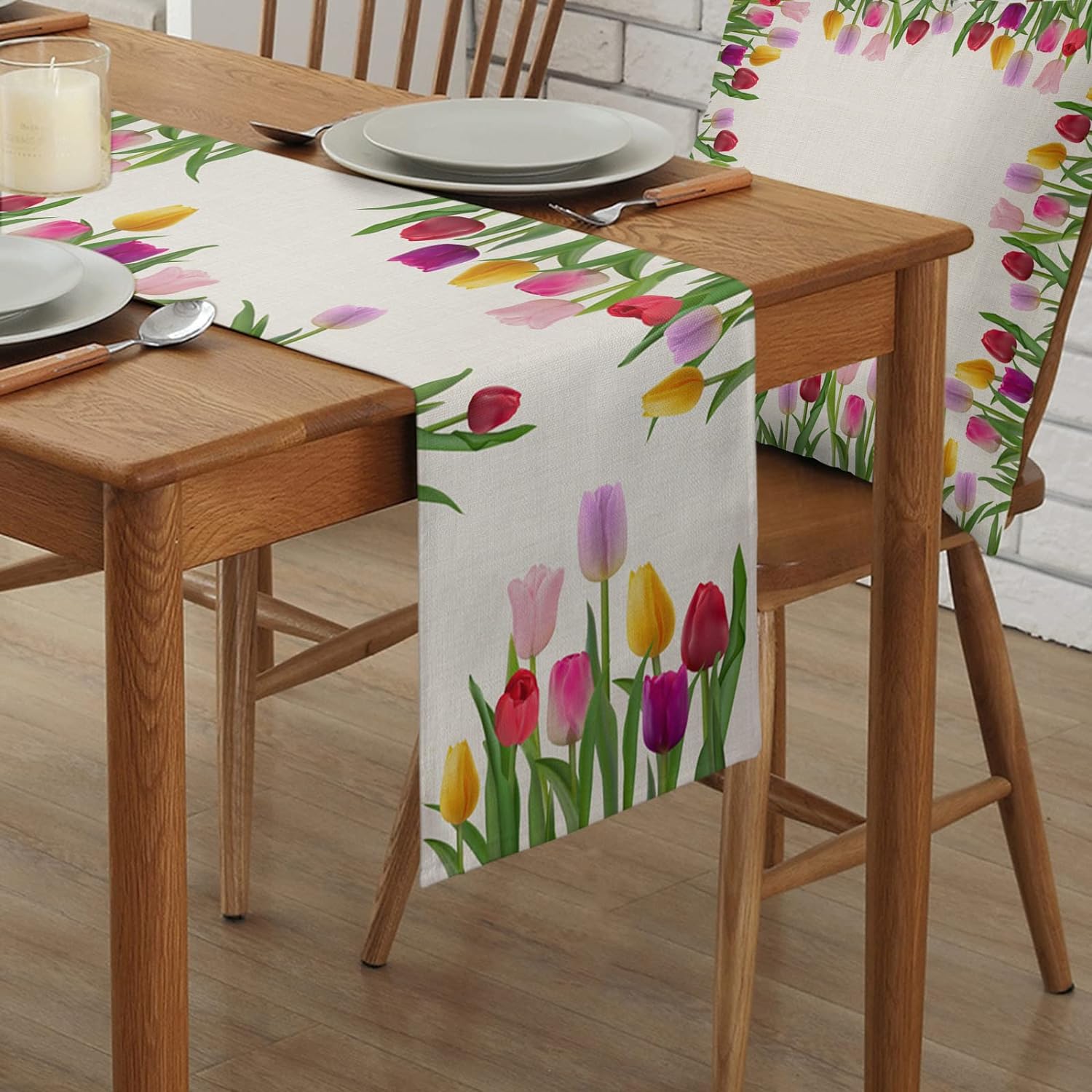 Avella - Easter Tulip Linen Table Runner