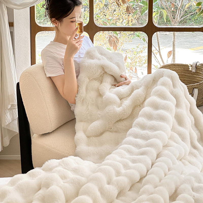 Velmorn - Plush Striped Cozy Blanket for Couch & Bed