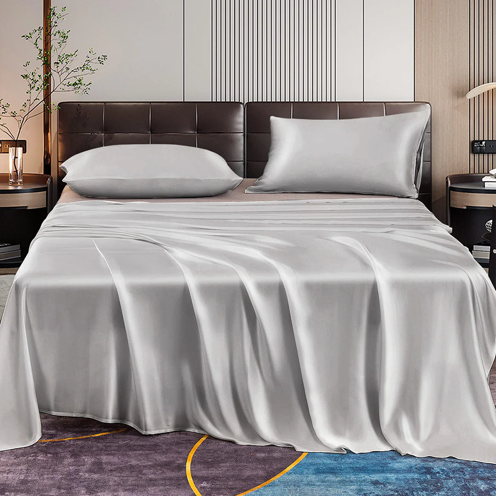 22 Momme Silk Luxury Bedding Set – Flat Sheet & 2 Pillowcases