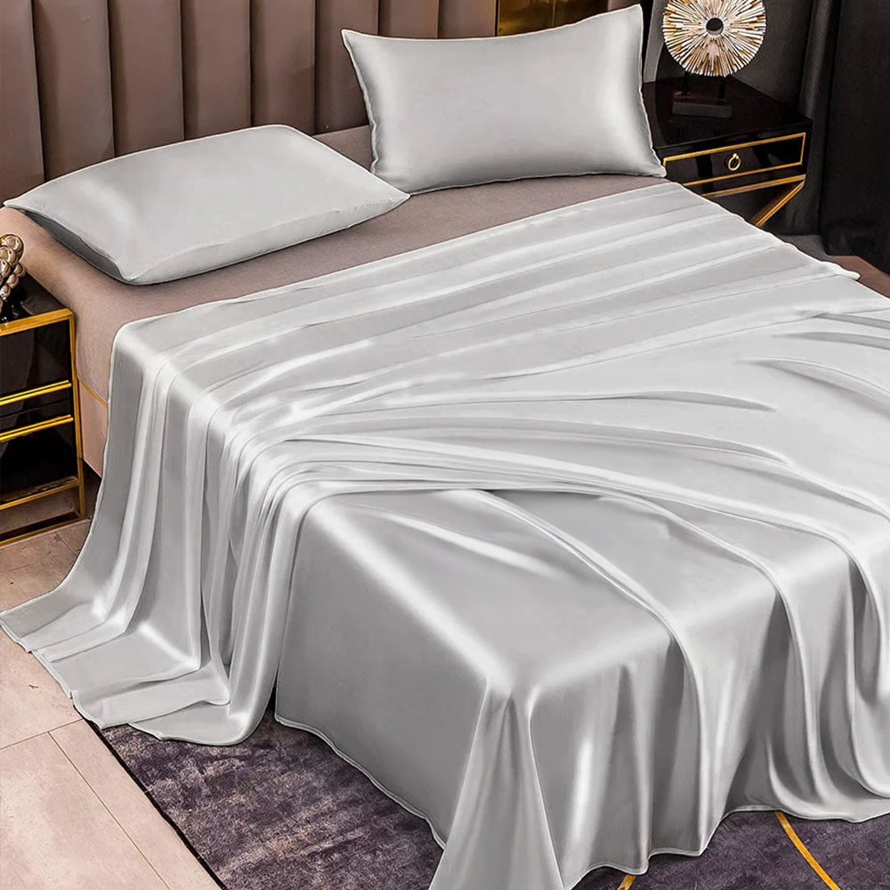 22 Momme Silk Luxury Bedding Set – Flat Sheet & 2 Pillowcases