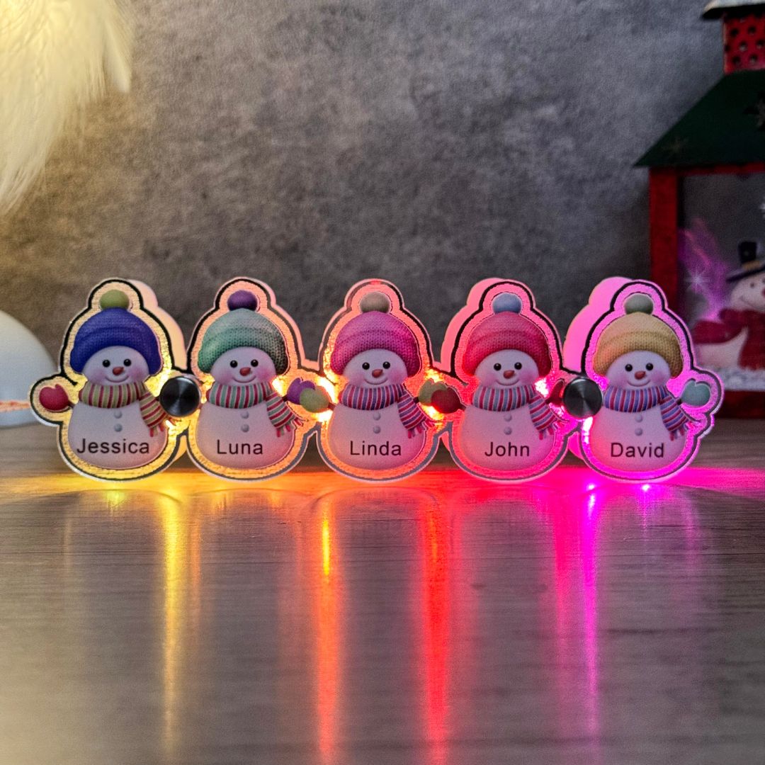 Personalized Snowman Family Christmas Decorative Lights