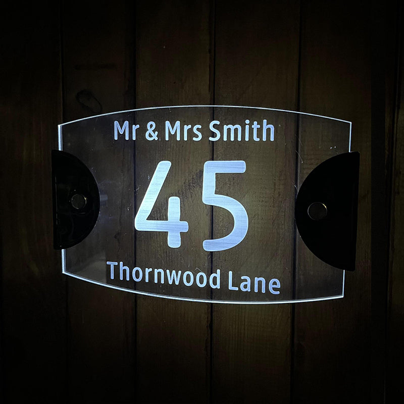 Custom Modern Solar House Number Signs