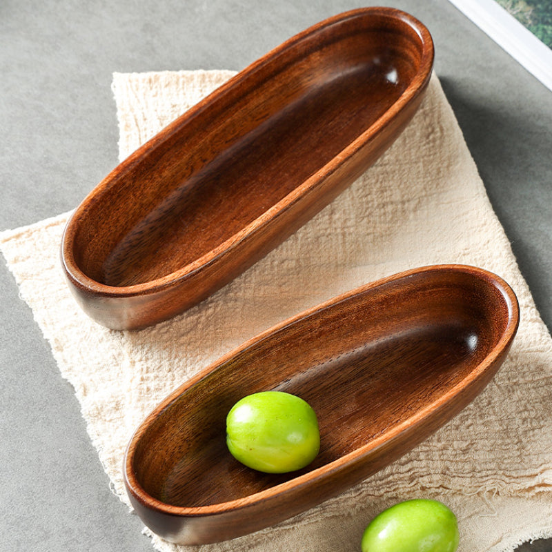 Acacia Wood Boat-Shaped Bowl