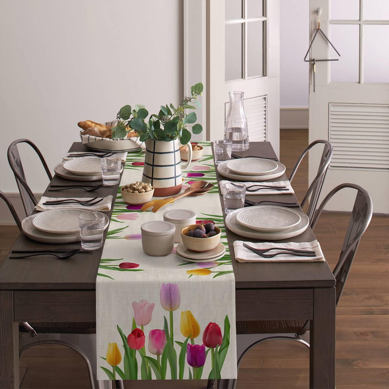 Avella - Easter Tulip Linen Table Runner