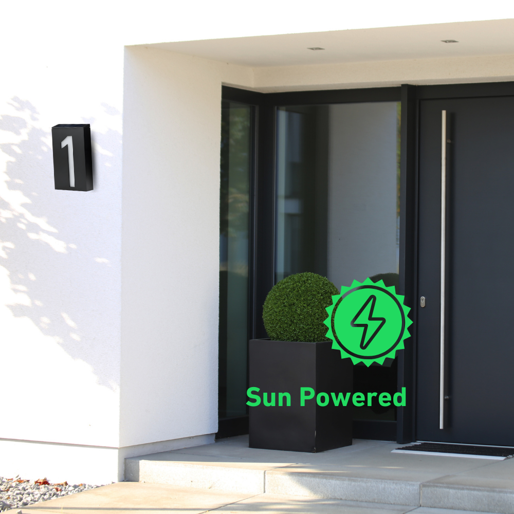 Solar powered house number