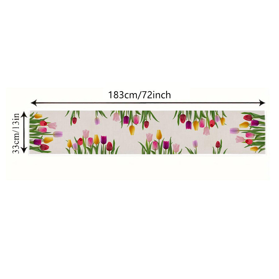 Avella - Easter Tulip Linen Table Runner