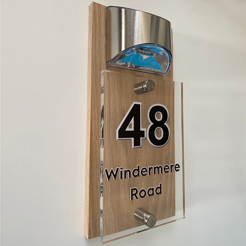 Solar Oak Address Sign