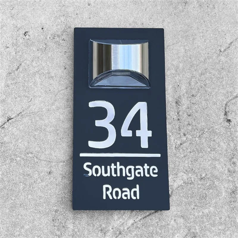 Personalized LED Solar House Number Sign Engraved