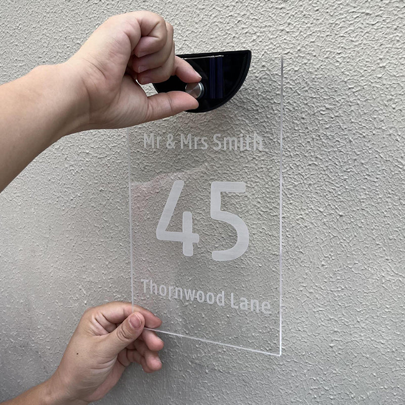 Custom Modern Solar House Number Signs