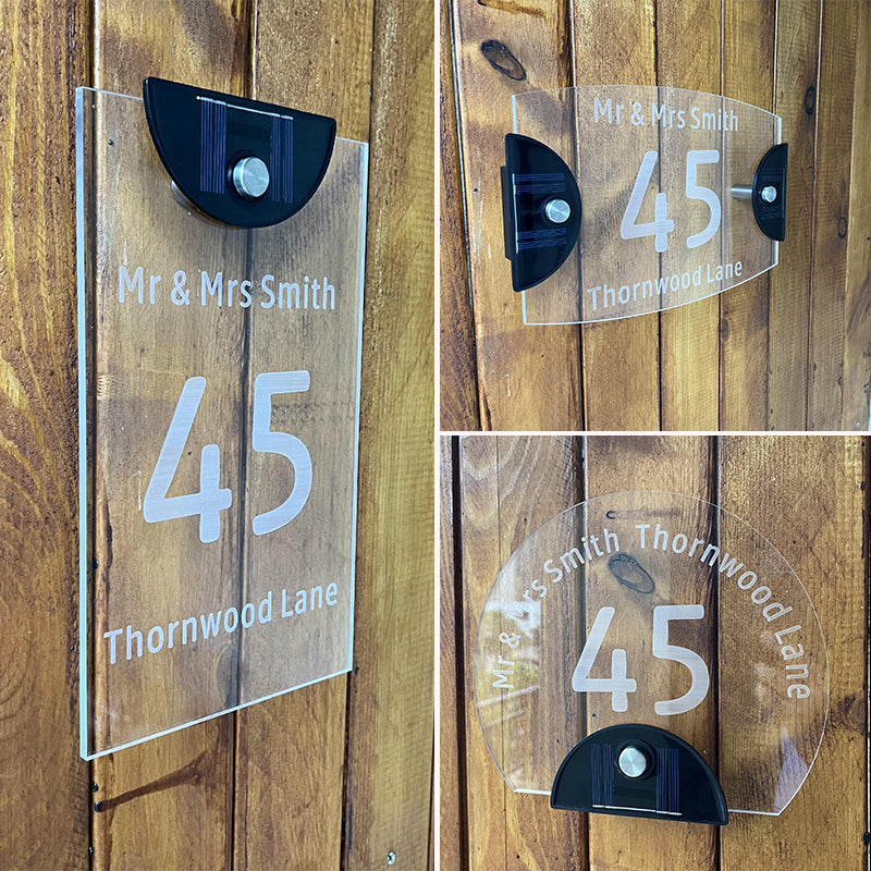 Custom Modern Solar House Number Signs