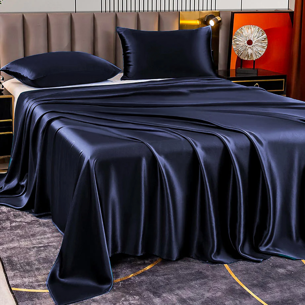 22 Momme Silk Luxury Bedding Set – Flat Sheet & 2 Pillowcases