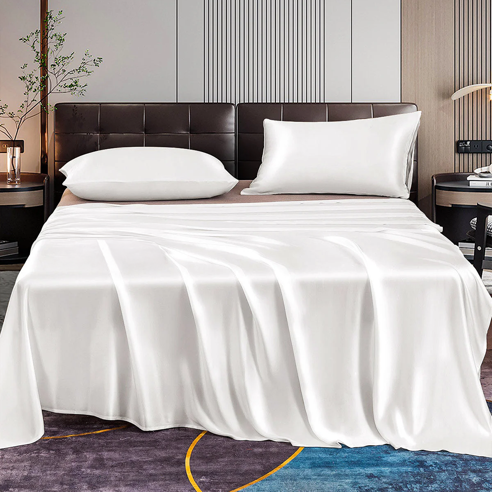 22 Momme Silk Luxury Bedding Set – Flat Sheet & 2 Pillowcases