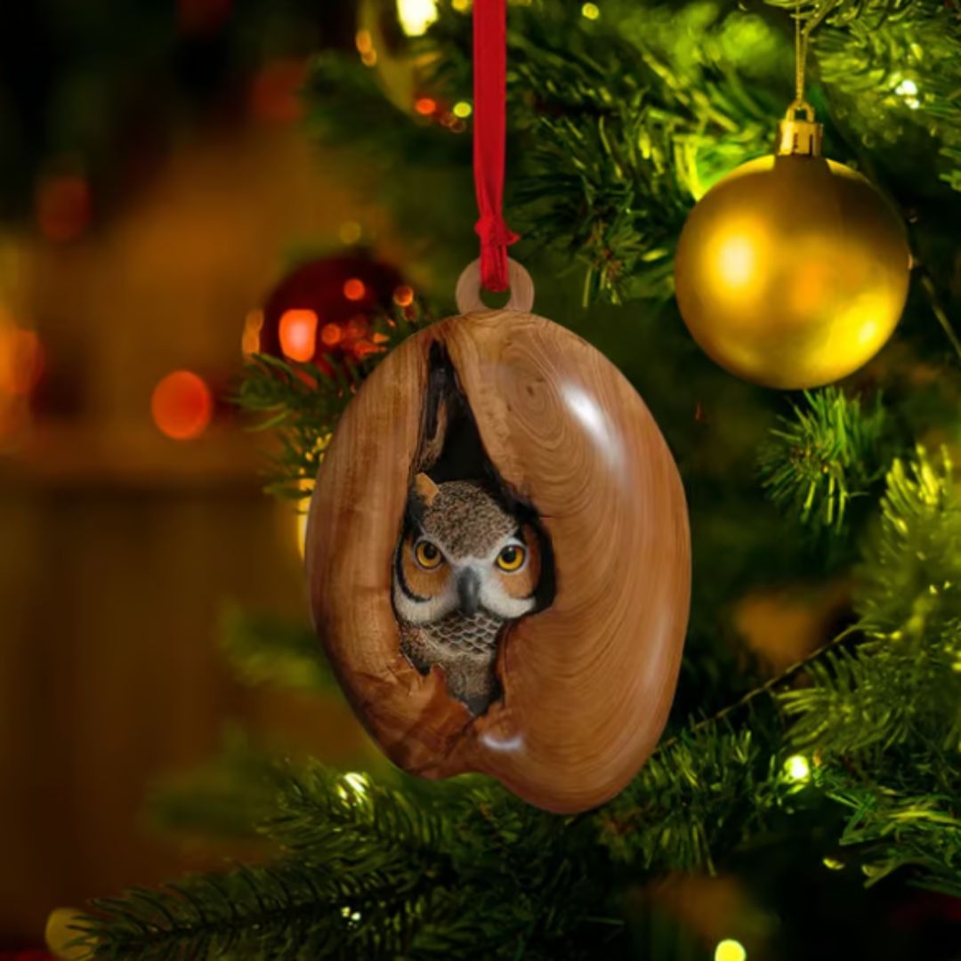 Solid Wood Animal Christmas Ornaments